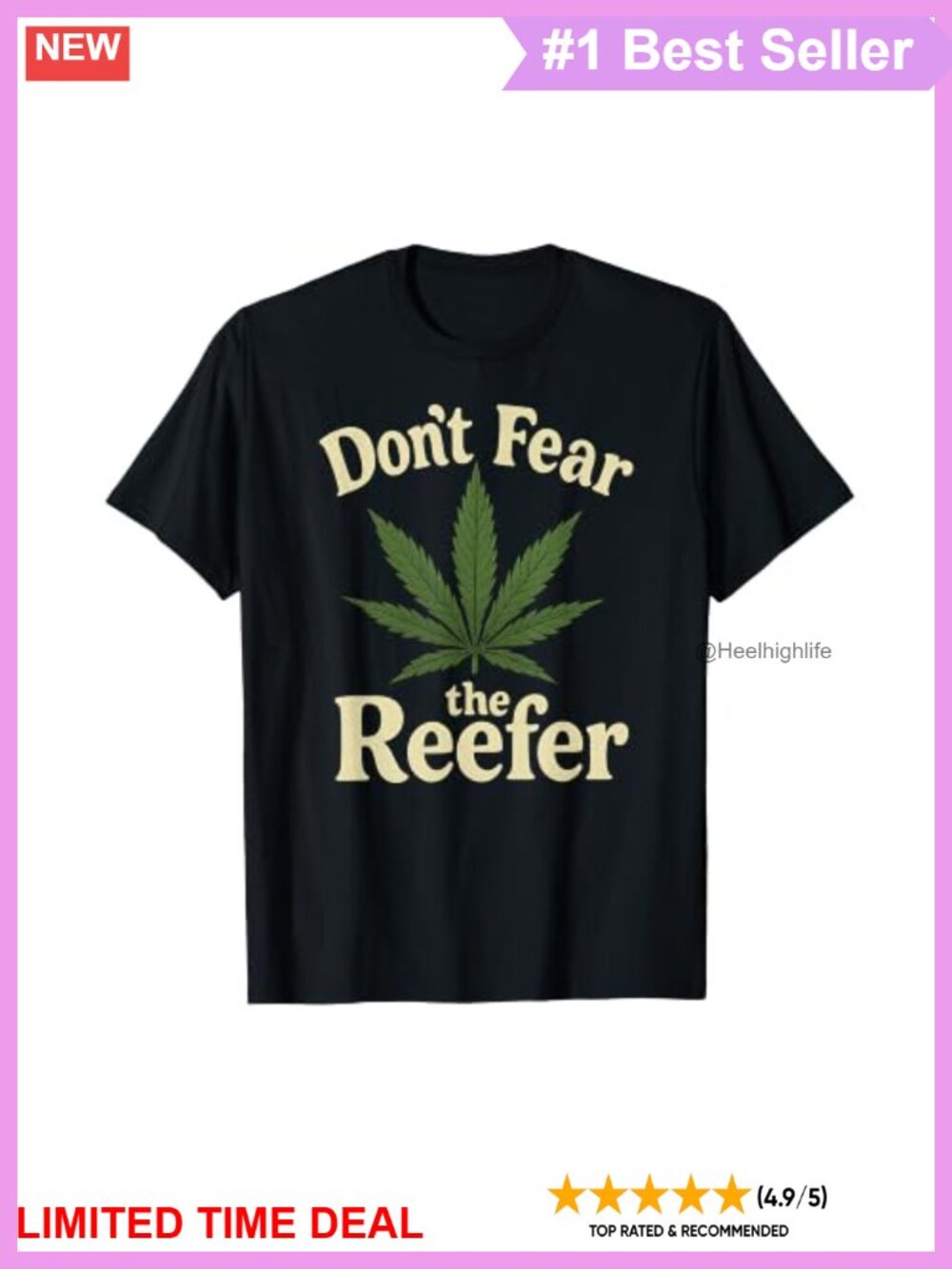 Don't Fear the Reefer Halloween Weed Graphic T-Shirt Funny Stoner Tee